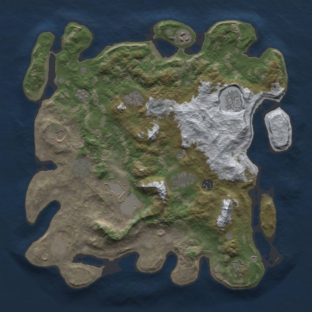 Rust Map: Barren, Size: 4000, Seed: 1572936202, 14 Monuments