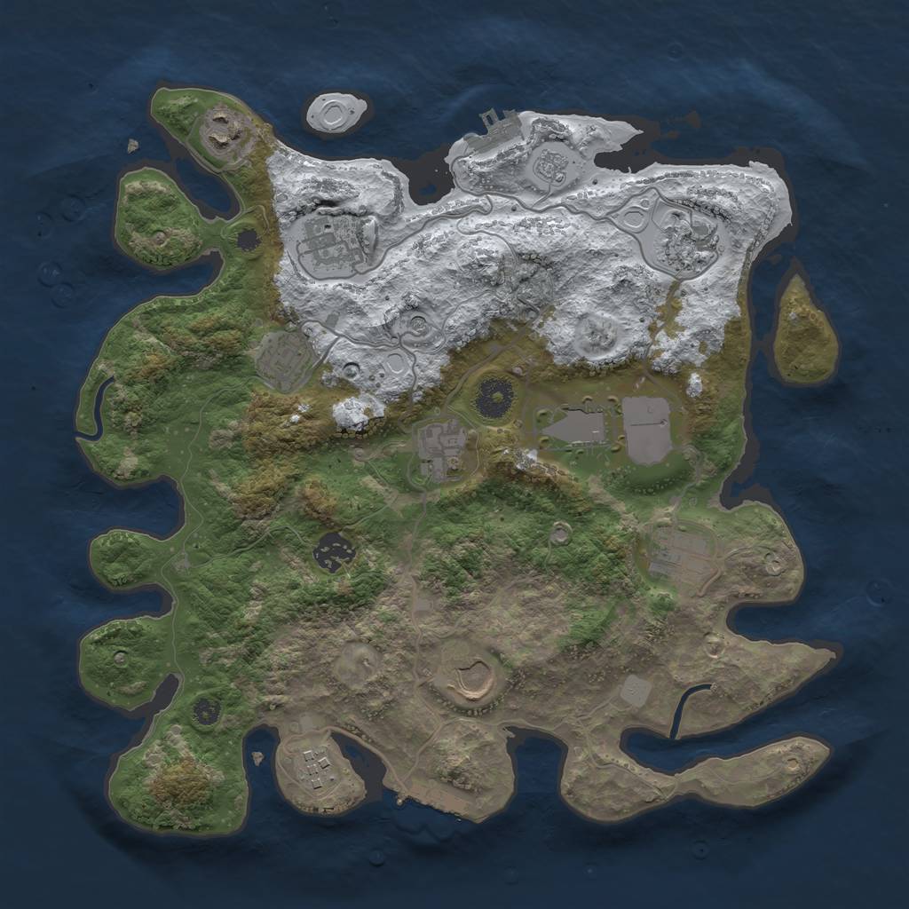 Rust Map: Procedural Map, Size: 3500, Seed: 159439610, 19 Monuments