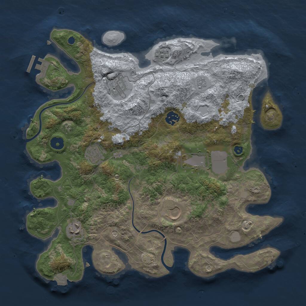 Rust Map: Procedural Map, Size: 3500, Seed: 159439610, 12 Monuments