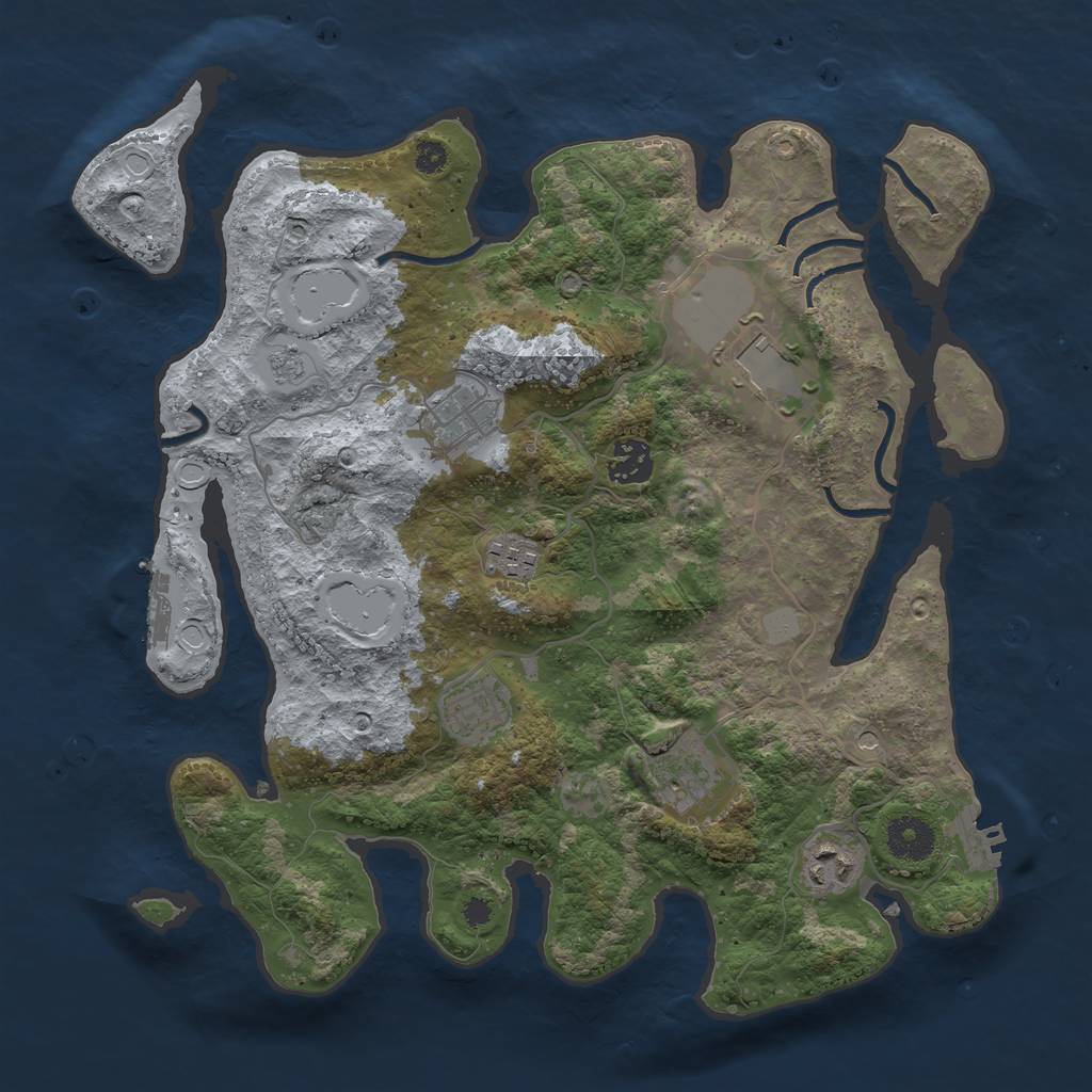 Rust Map: Procedural Map, Size: 3500, Seed: 578010949, 16 Monuments