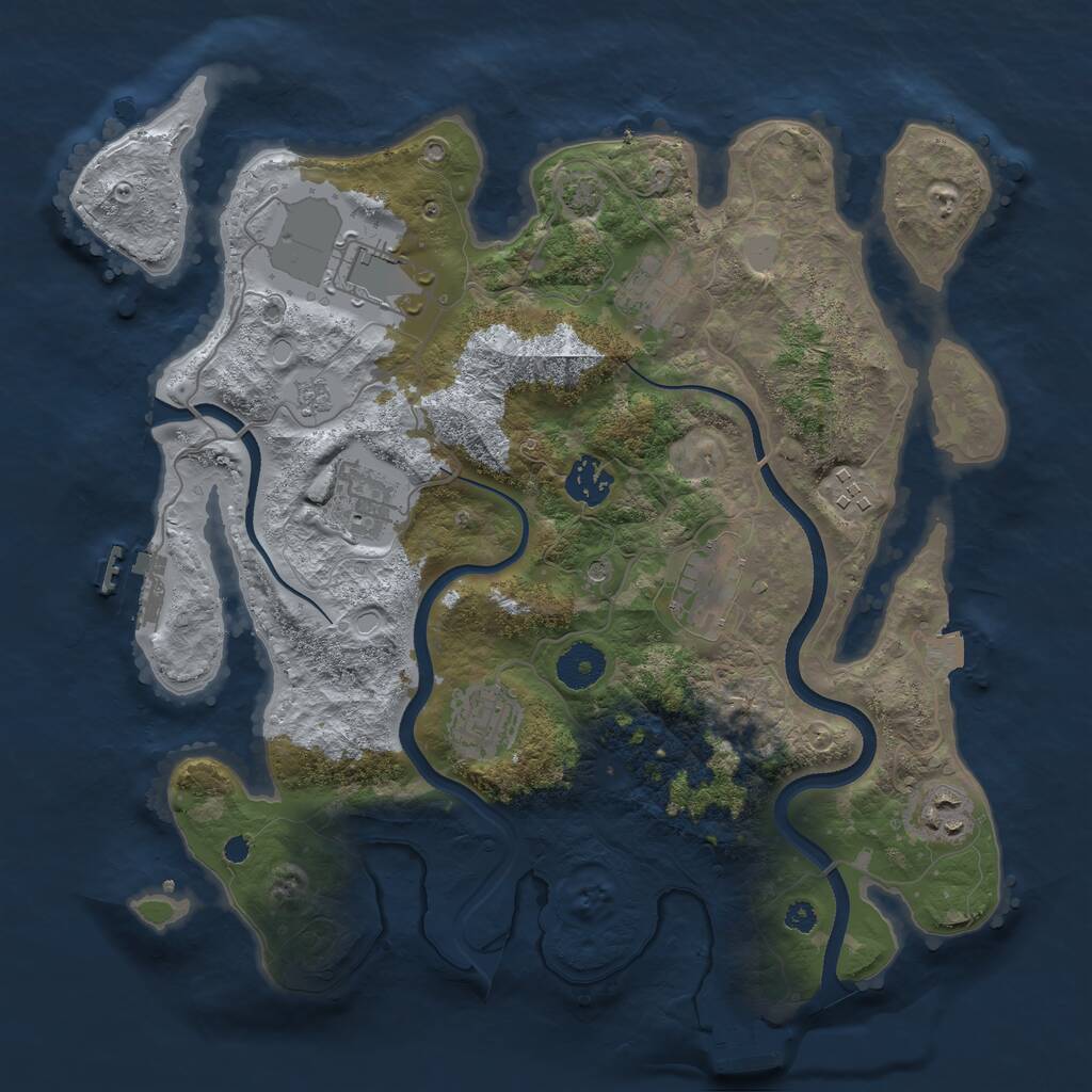 Rust Map: Procedural Map, Size: 3500, Seed: 578010949, 14 Monuments
