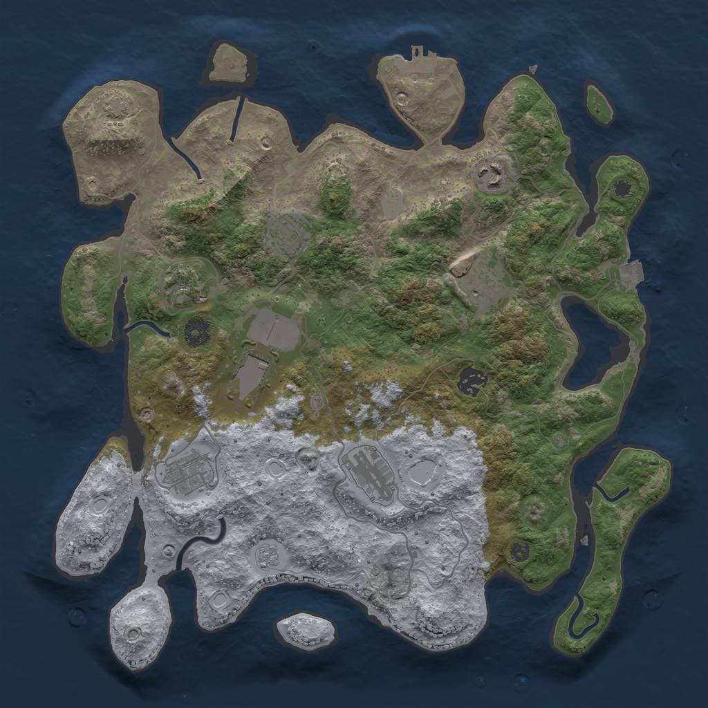 Rust Map: Procedural Map, Size: 3700, Seed: 10069692, 14 Monuments