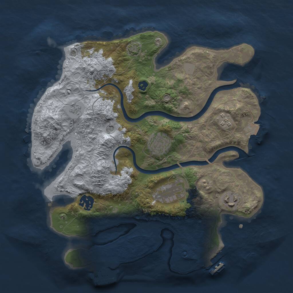 Rust Map: Procedural Map, Size: 3000, Seed: 632541, 11 Monuments