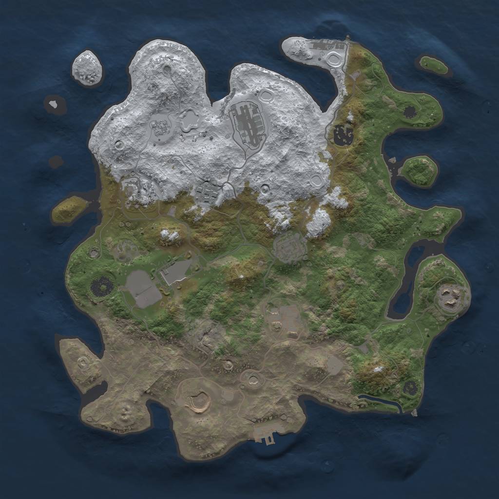 Rust Map: Procedural Map, Size: 3500, Seed: 9355, 18 Monuments