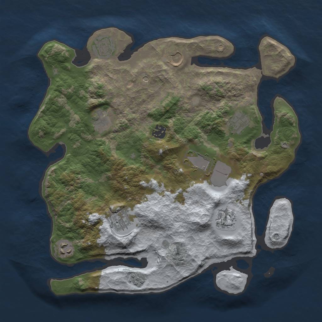 Rust Map: Barren, Size: 3500, Seed: 1239124910, 13 Monuments