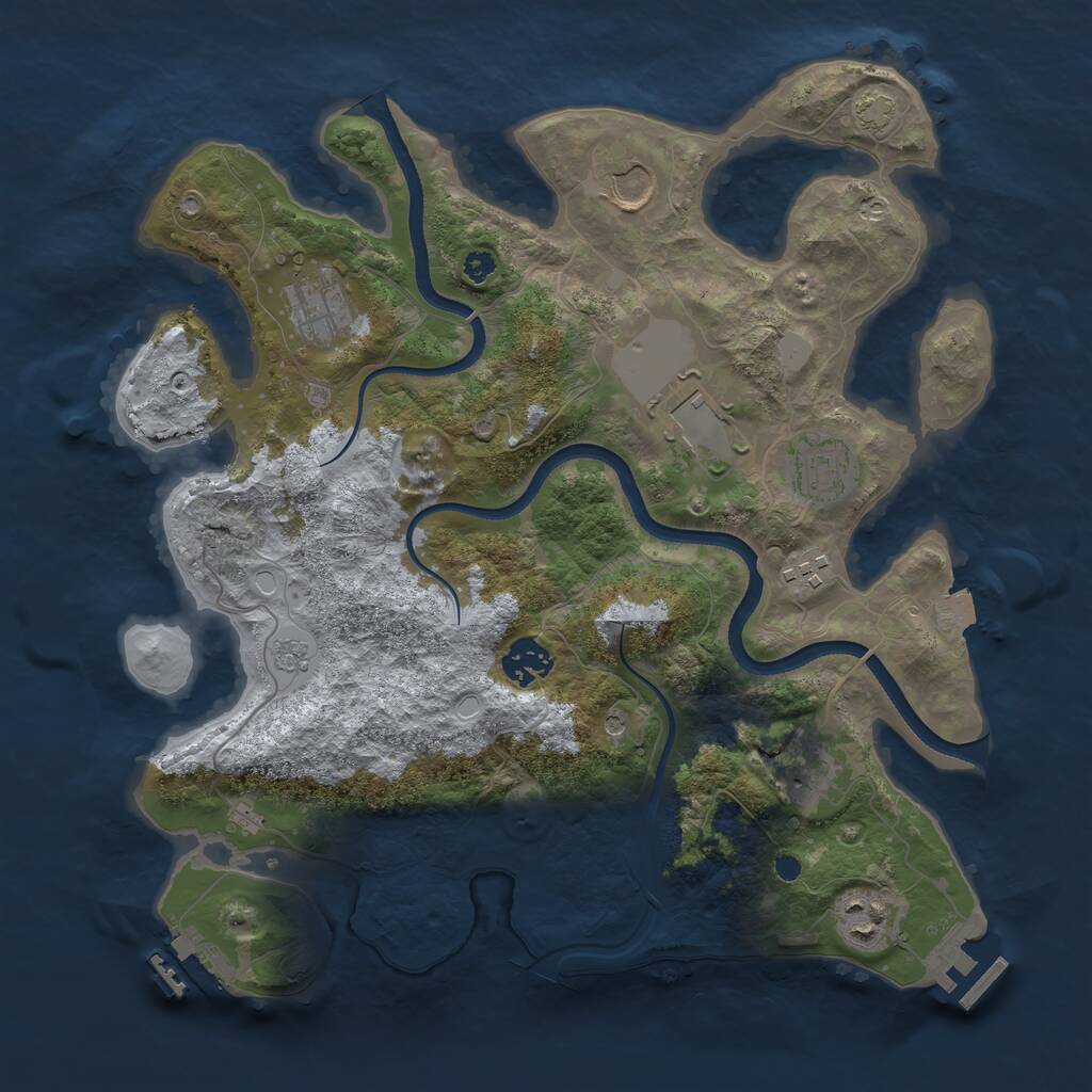 Rust Map: Procedural Map, Size: 3500, Seed: 980987076, 14 Monuments