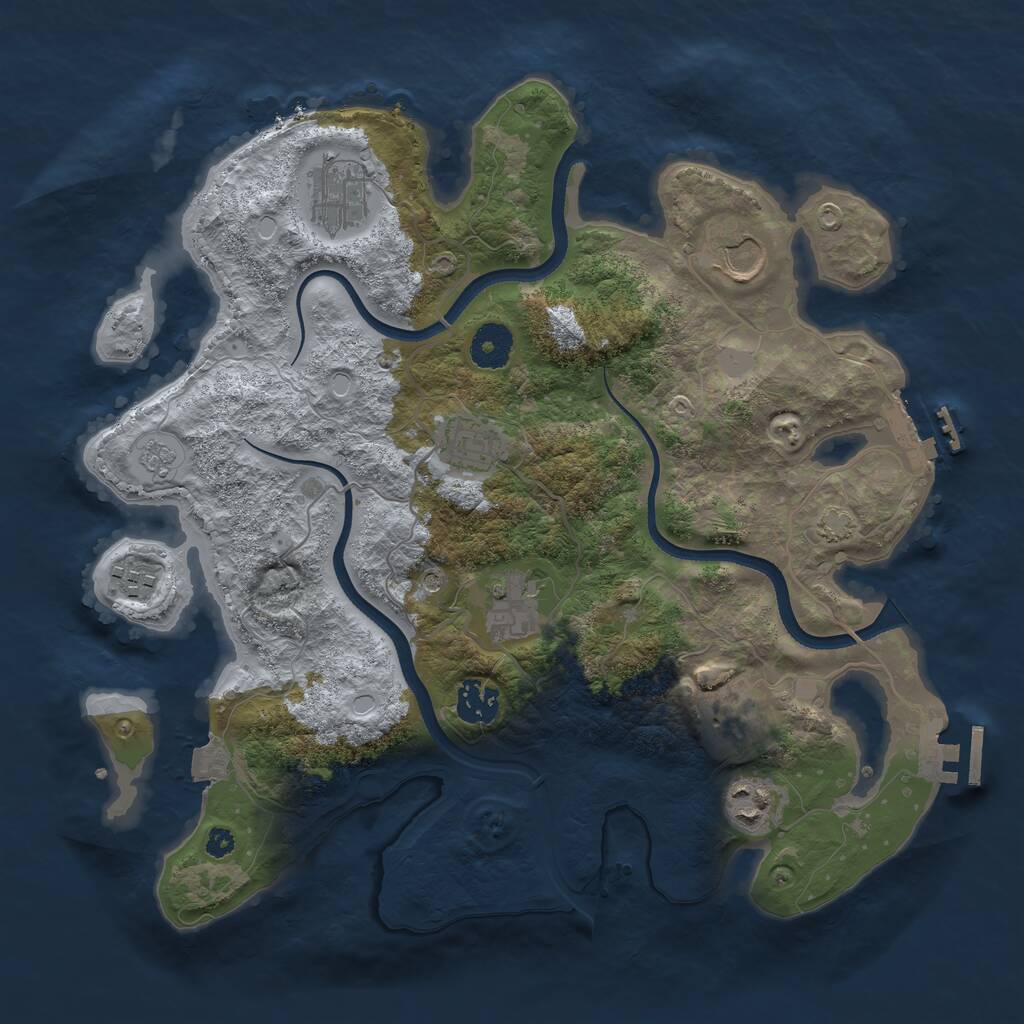 Rust Map: Procedural Map, Size: 3500, Seed: 122344359, 14 Monuments