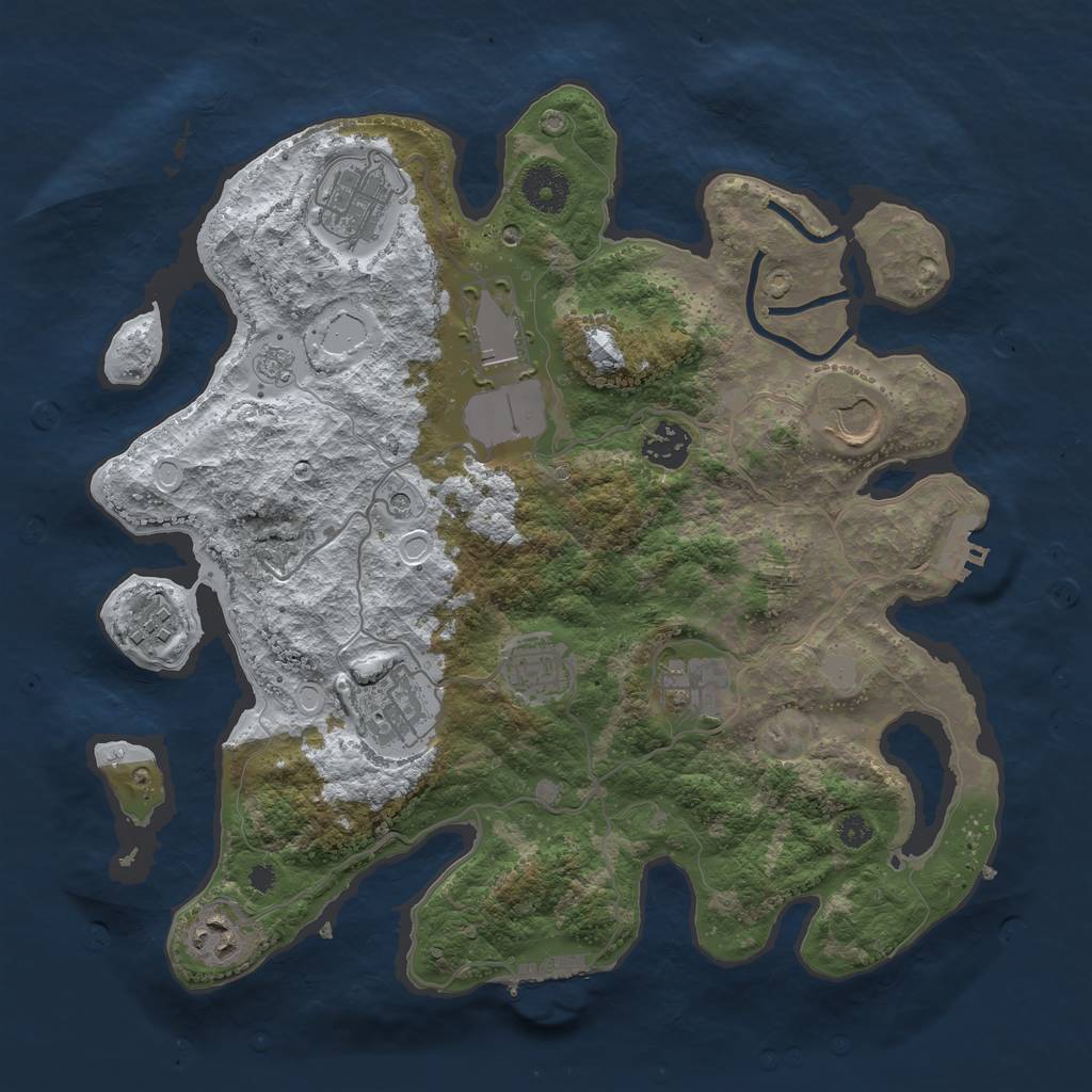 Rust Map: Procedural Map, Size: 3500, Seed: 122344359, 18 Monuments