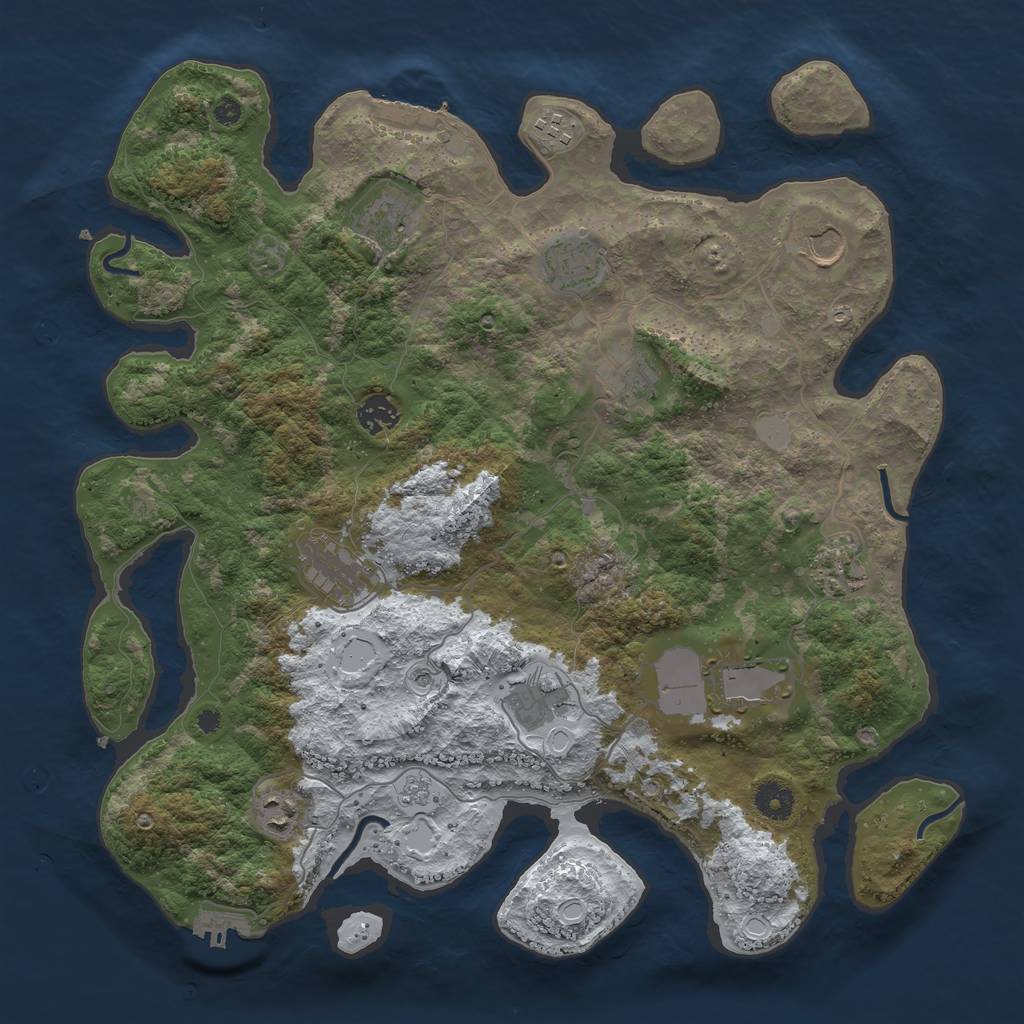 Rust Map: Procedural Map, Size: 3950, Seed: 1006214093, 20 Monuments