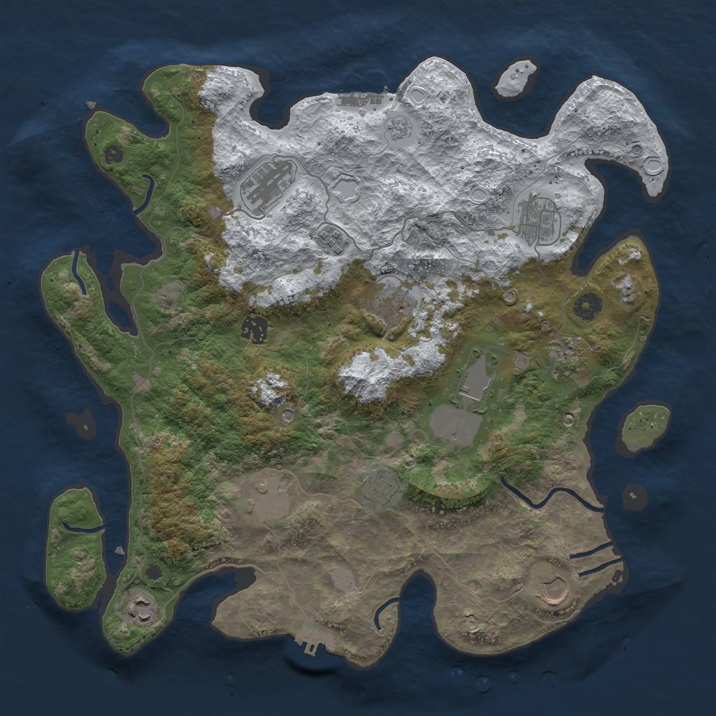 Rust Map: Procedural Map, Size: 3850, Seed: 806359203, 20 Monuments