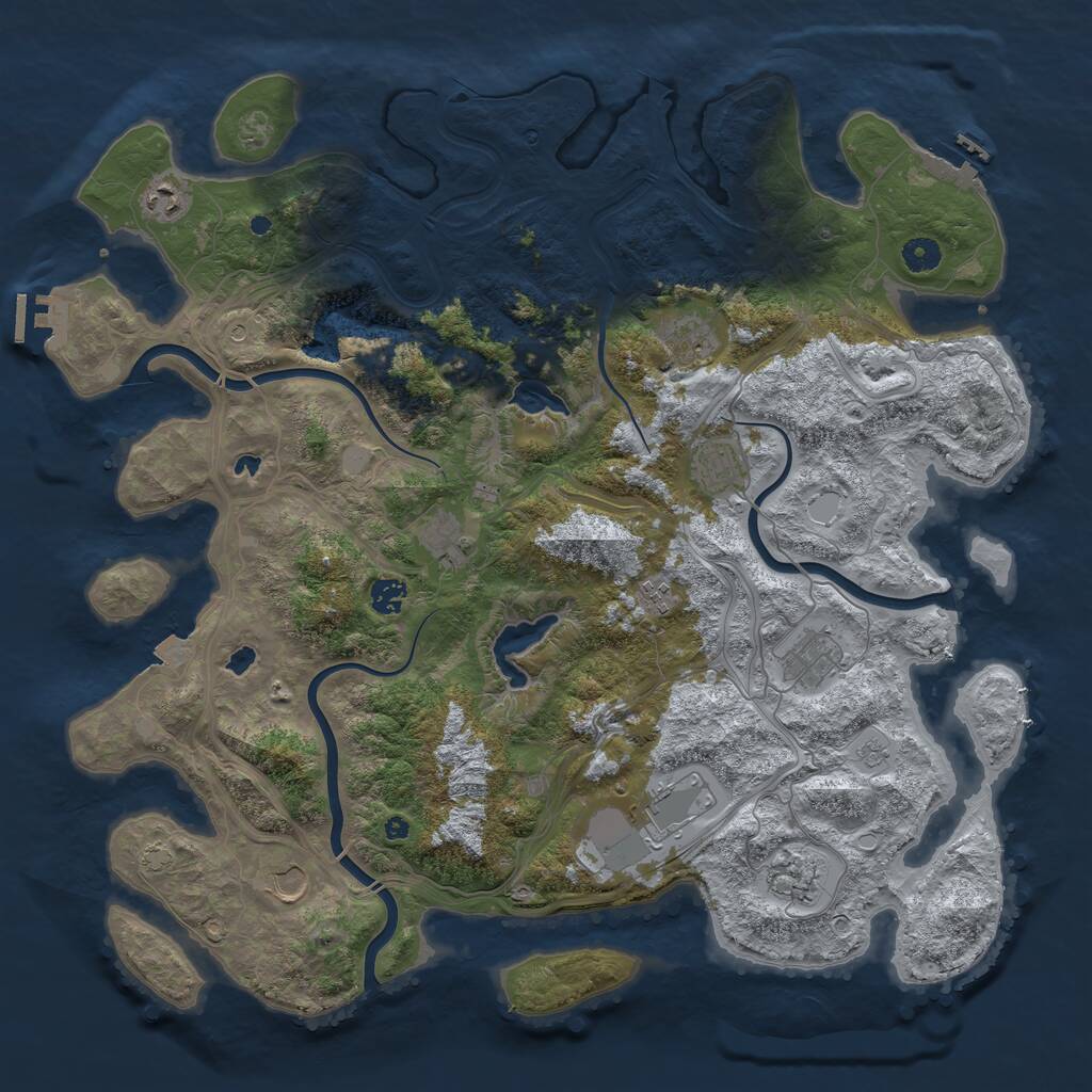 Rust Map: Procedural Map, Size: 4500, Seed: 1912792941, 16 Monuments