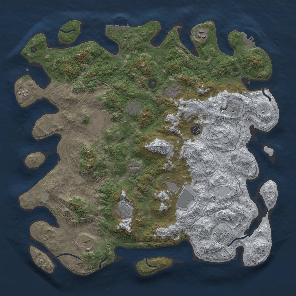 Rust Map: Procedural Map, Size: 4500, Seed: 1912792941, 20 Monuments