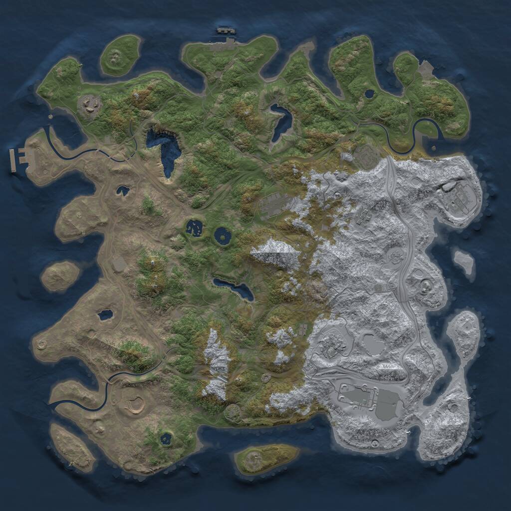 Rust Map: Procedural Map, Size: 4500, Seed: 1912792941, 14 Monuments