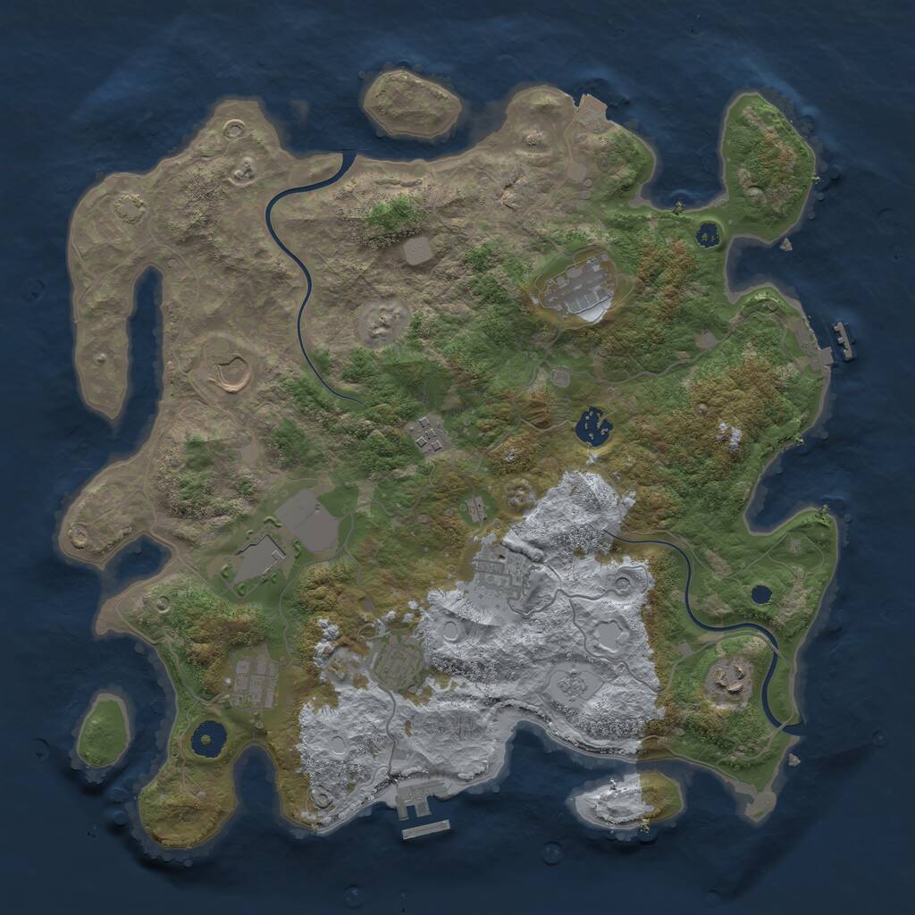Rust Map: Procedural Map, Size: 3850, Seed: 355265138, 15 Monuments