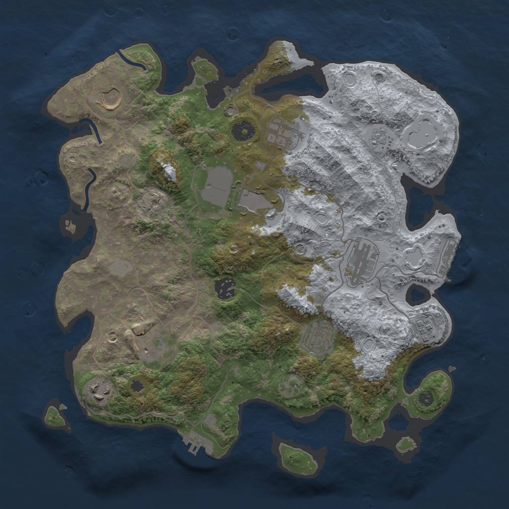 Rust Map: Procedural Map, Size: 3500, Seed: 1030496582, 18 Monuments