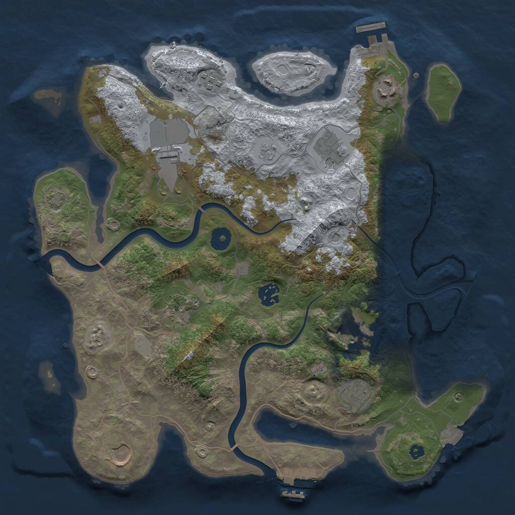 Rust Map: Procedural Map, Size: 3500, Seed: 1962250177, 15 Monuments
