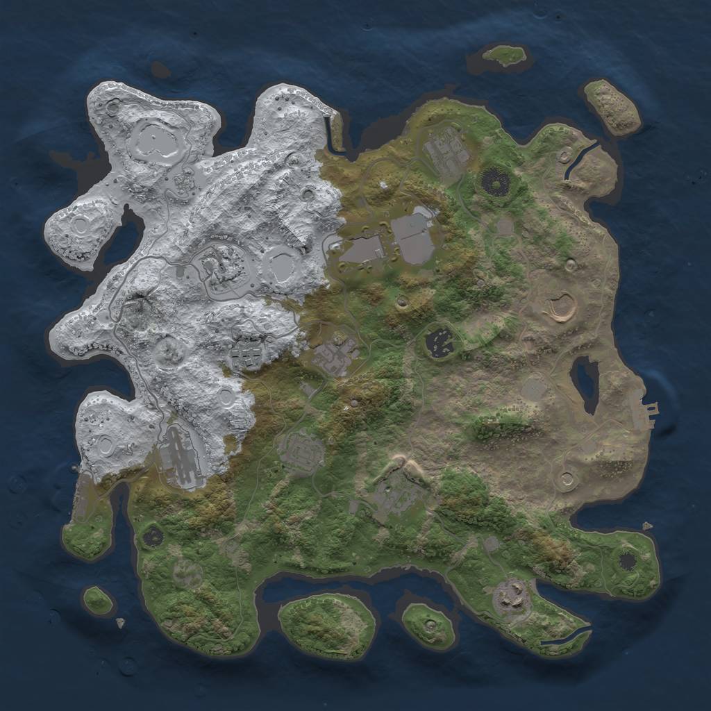 Rust Map: Procedural Map, Size: 3700, Seed: 2141516896, 20 Monuments