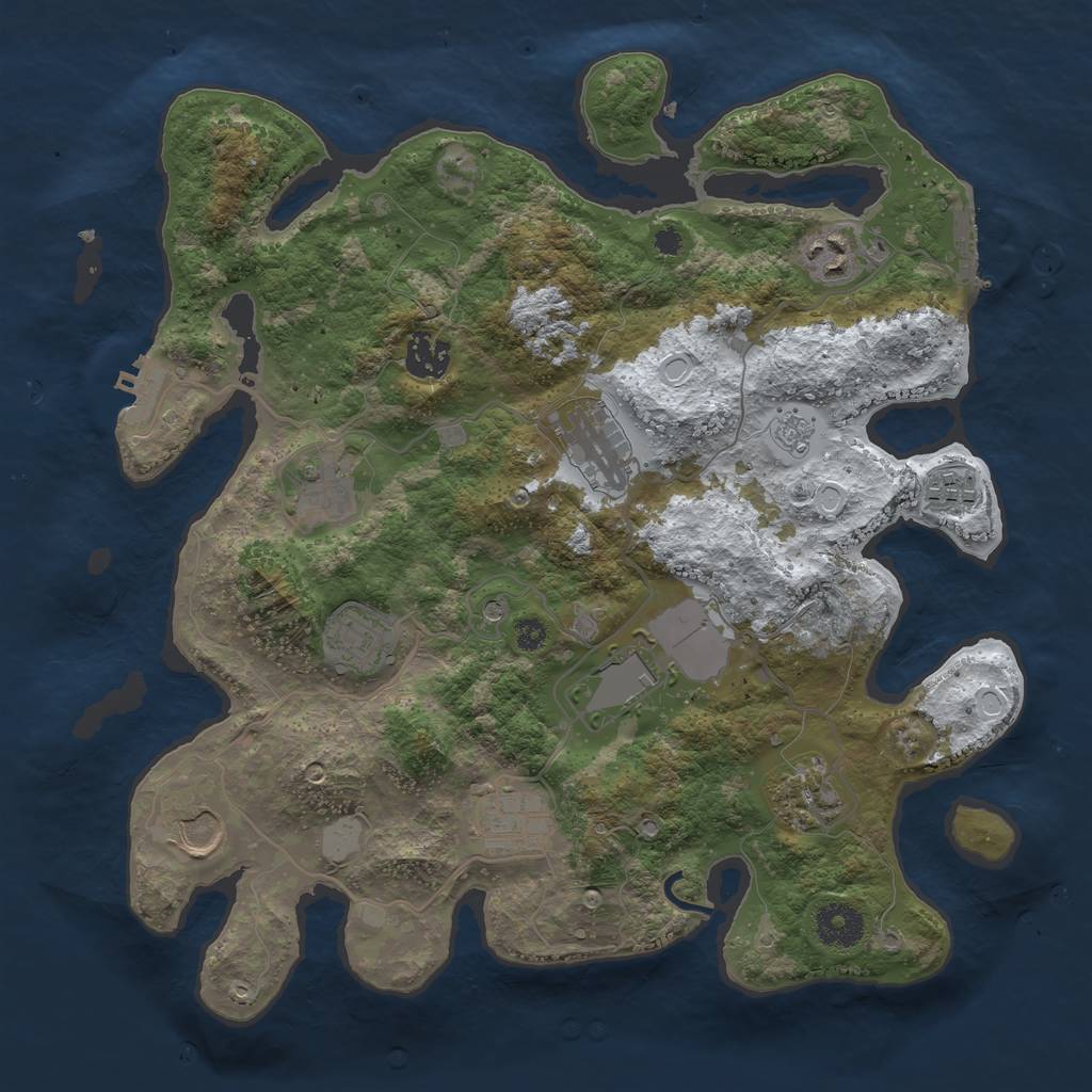 Rust Map: Procedural Map, Size: 3500, Seed: 102039, 19 Monuments