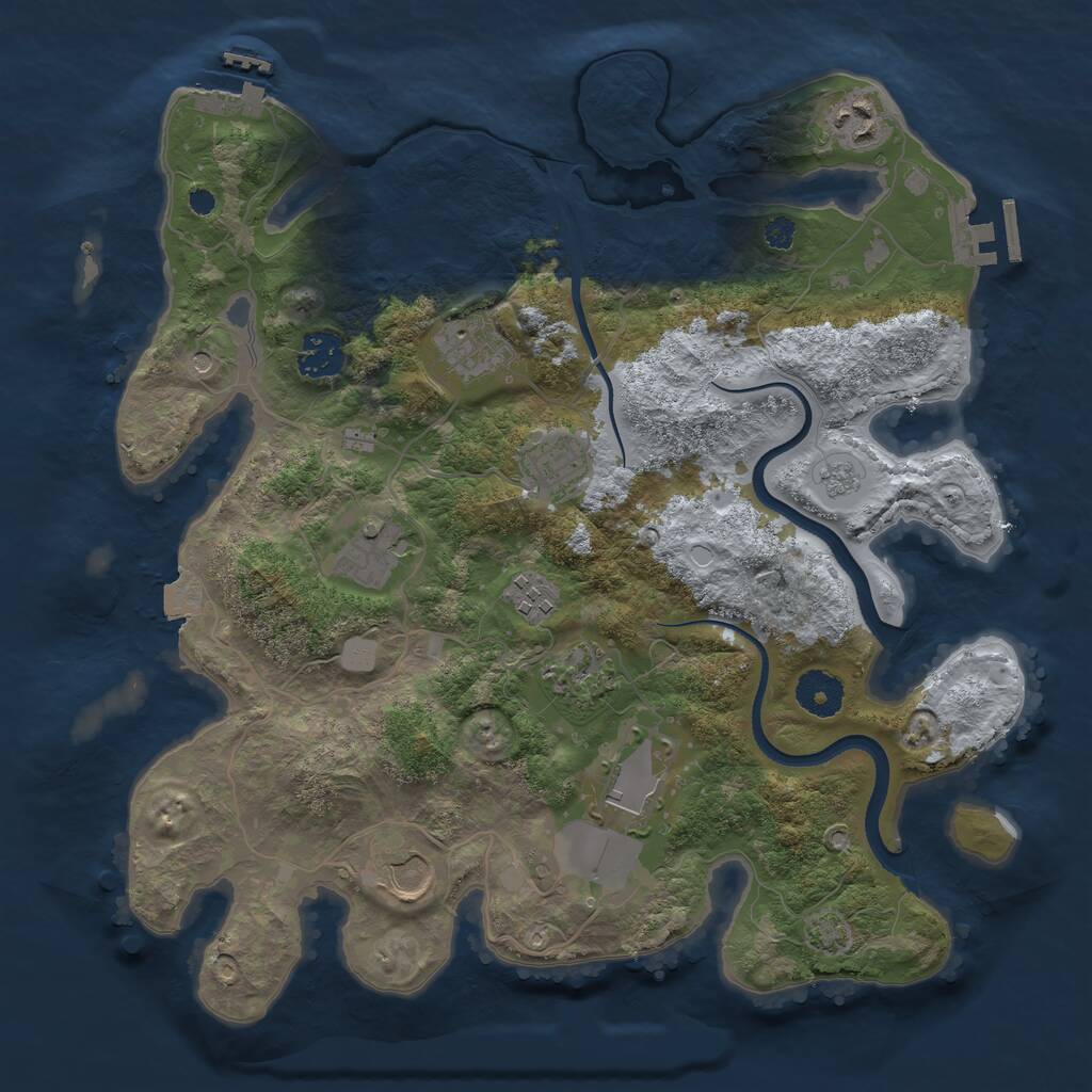 Rust Map: Procedural Map, Size: 3500, Seed: 102039, 15 Monuments
