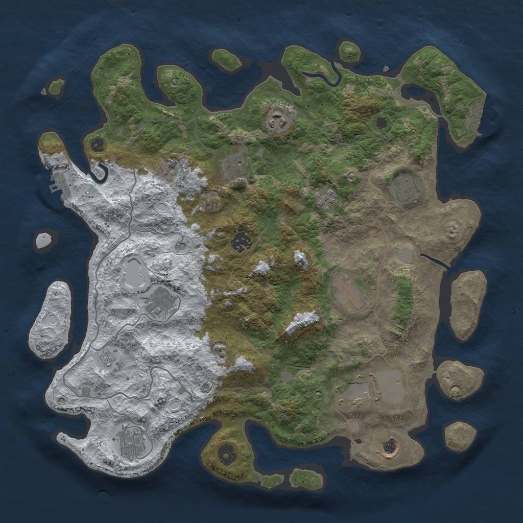 Rust Map: Procedural Map, Size: 4000, Seed: 16506447, 19 Monuments