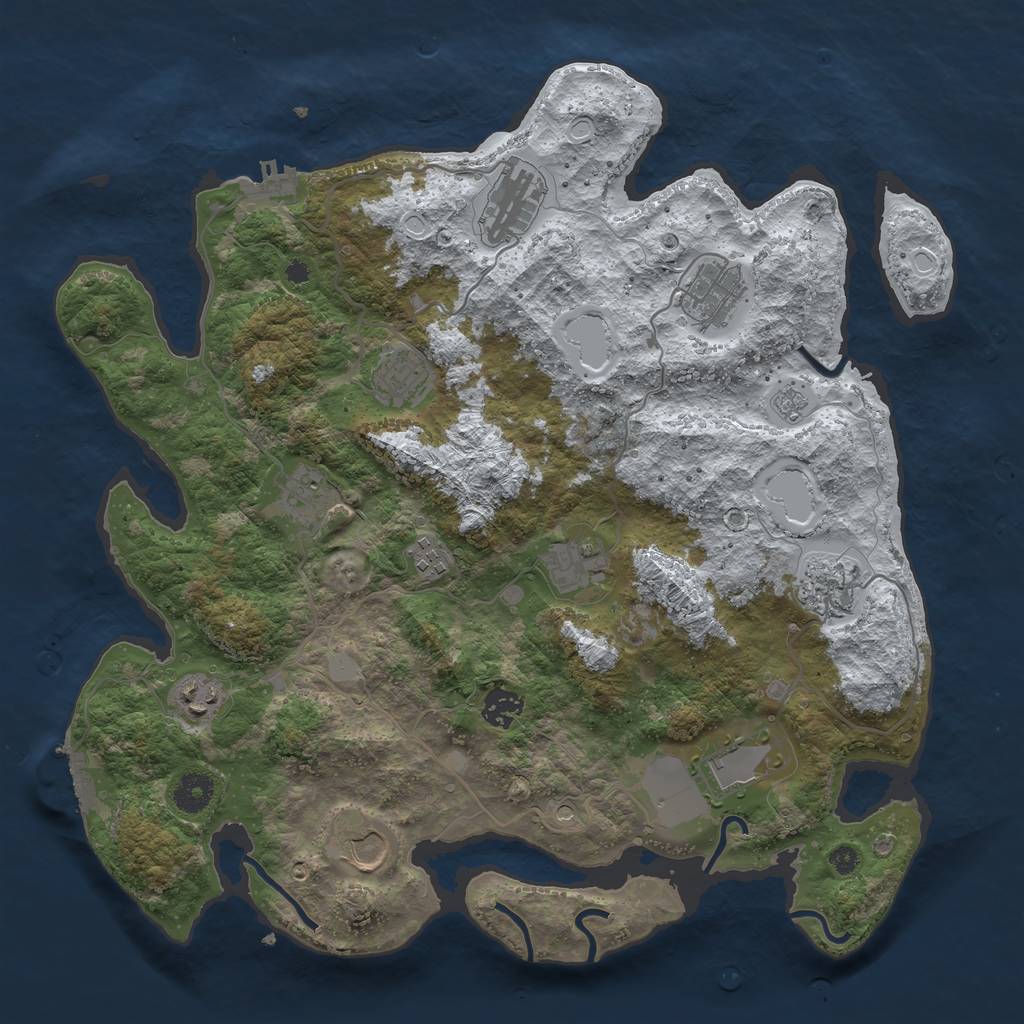 Rust Map: Procedural Map, Size: 3850, Seed: 403180436, 20 Monuments