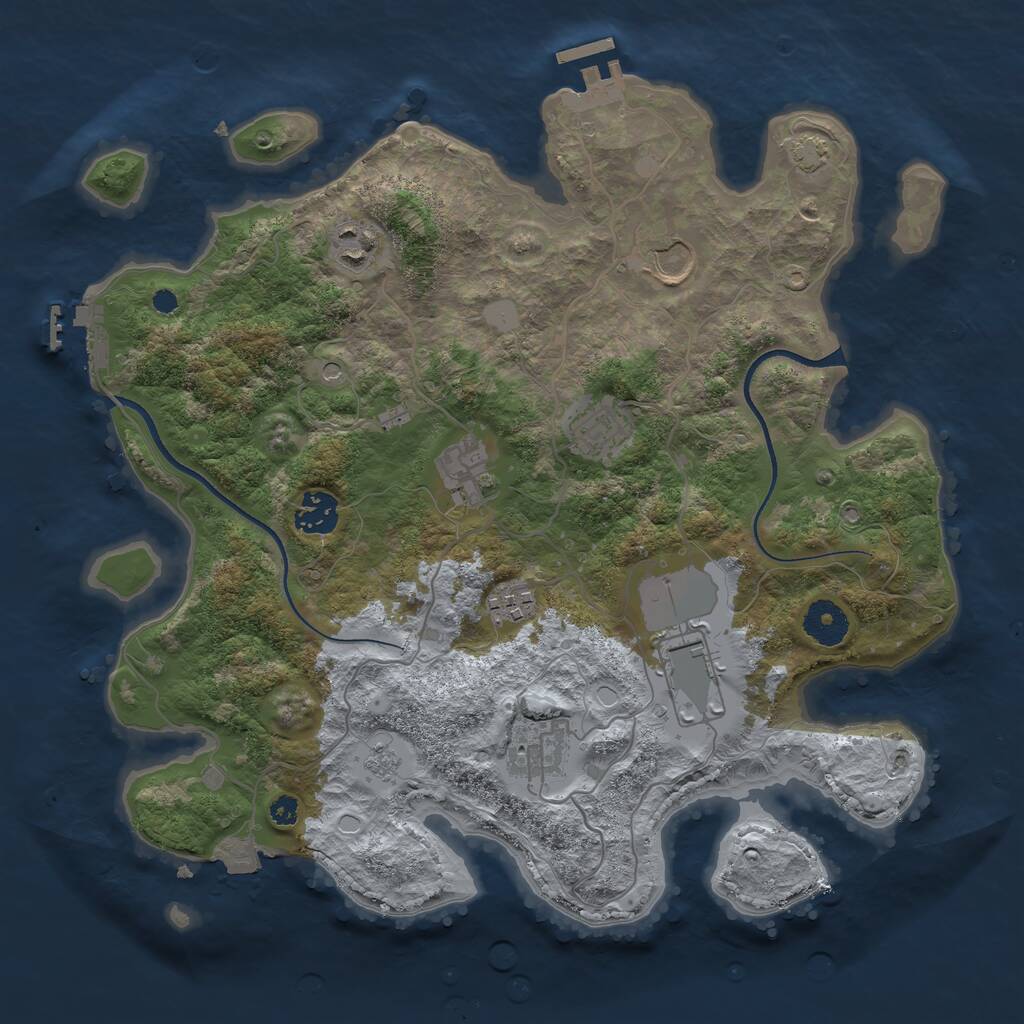 Rust Map: Procedural Map, Size: 3500, Seed: 40262009, 14 Monuments