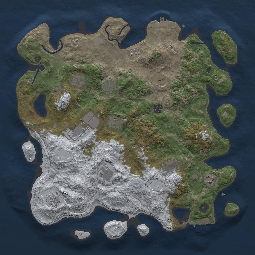 Rust Map: Procedural Map, Size: 4050, Seed: 1542674685, 20 Monuments