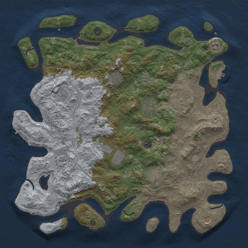 Rust Map: Procedural Map, Size: 4500, Seed: 162858517, 20 Monuments