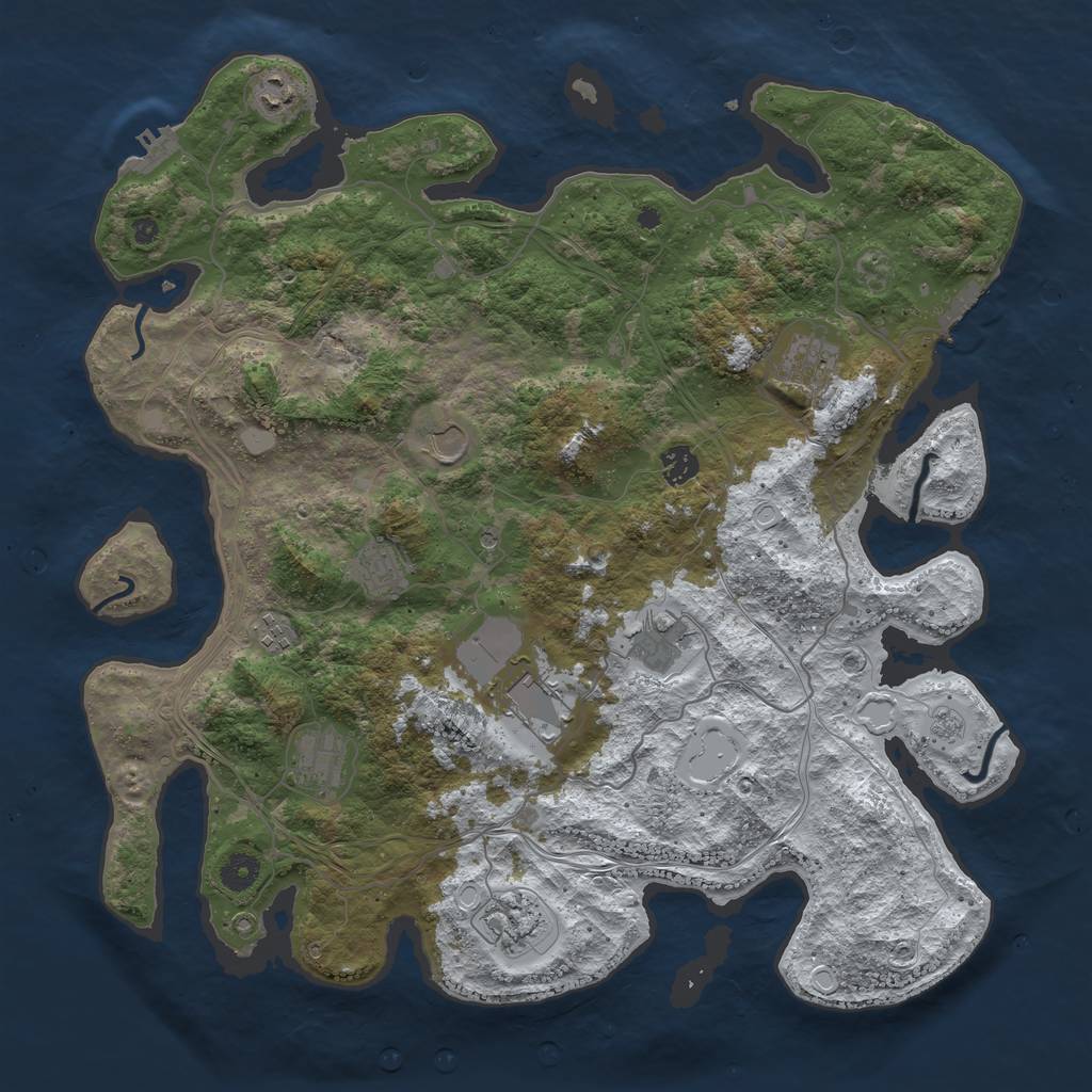 Rust Map: Procedural Map, Size: 4250, Seed: 675748956, 19 Monuments