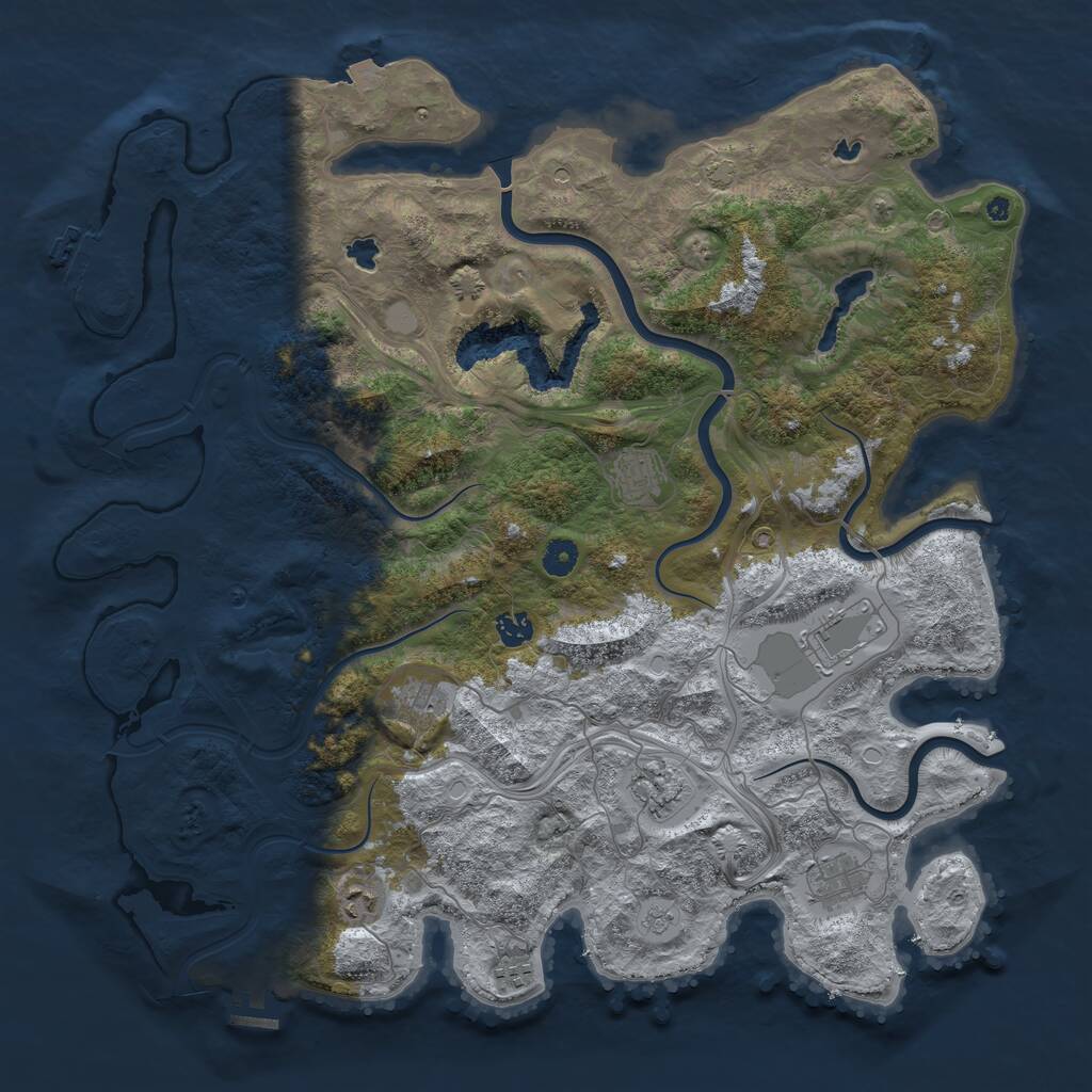 Rust Map: Procedural Map, Size: 4500, Seed: 122283265, 14 Monuments