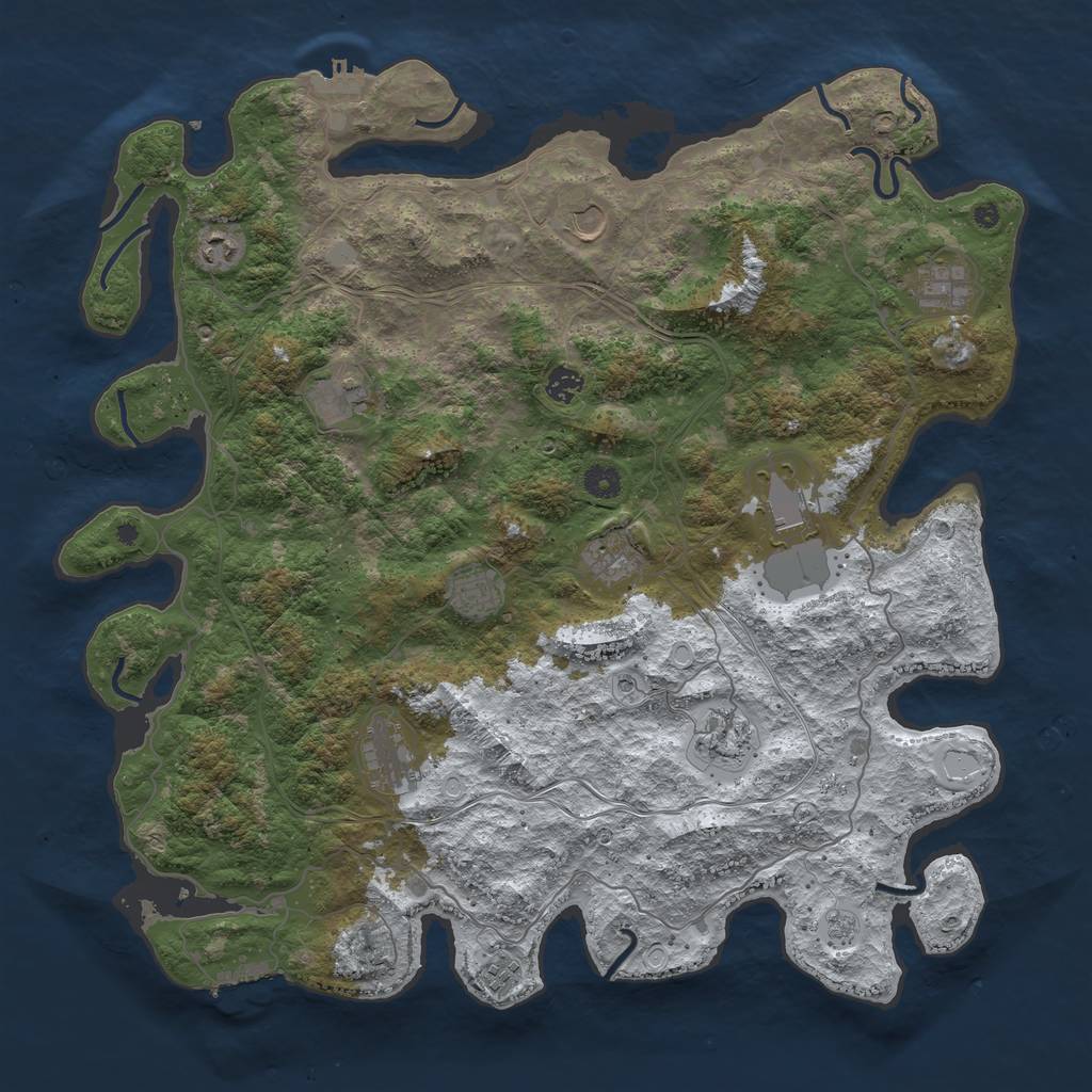 Rust Map: Procedural Map, Size: 4500, Seed: 122283265, 20 Monuments