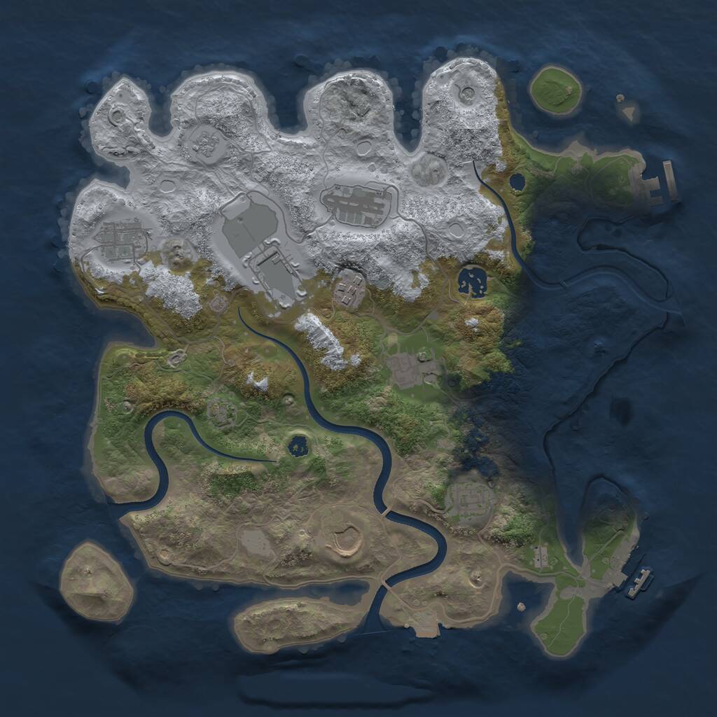 Rust Map: Procedural Map, Size: 3500, Seed: 1335870293, 14 Monuments