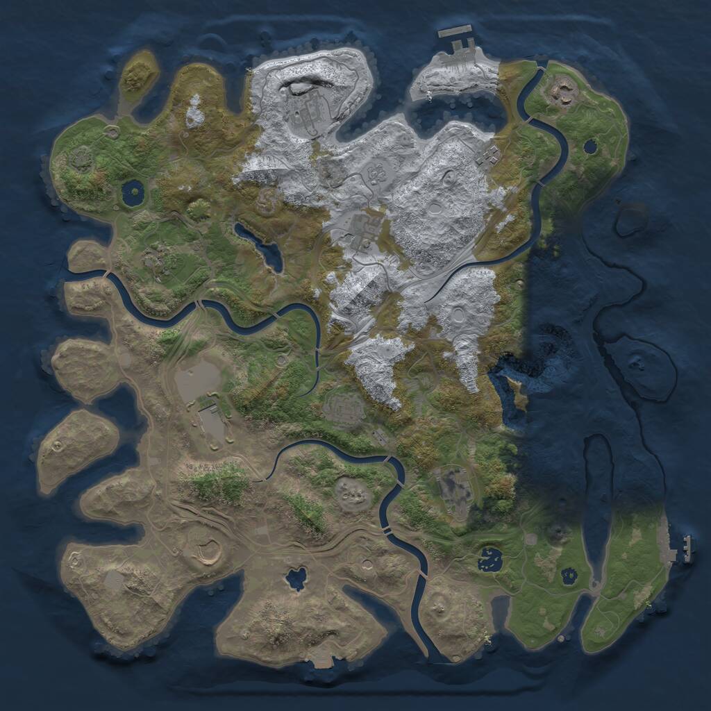 Rust Map: Procedural Map, Size: 4250, Seed: 1168412978, 16 Monuments