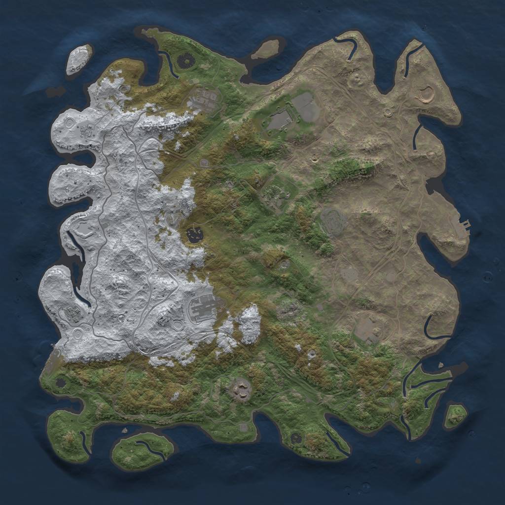 Rust Map: Procedural Map, Size: 4500, Seed: 680633390, 19 Monuments