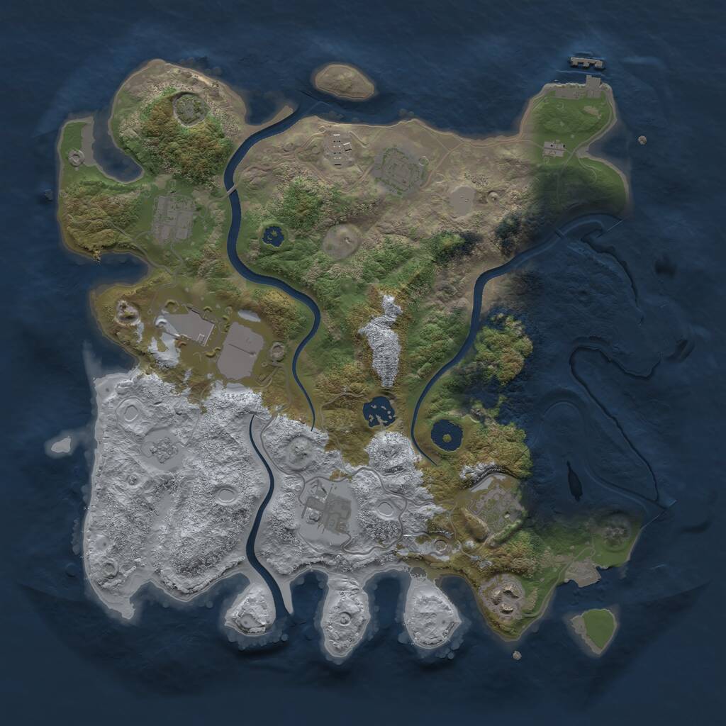 Rust Map: Procedural Map, Size: 3500, Seed: 326724589, 14 Monuments