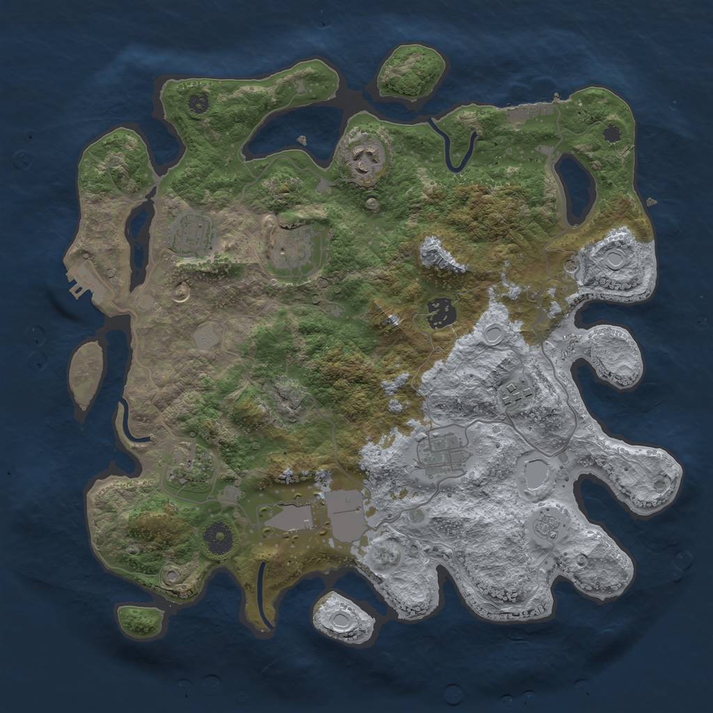 Rust Map: Procedural Map, Size: 3500, Seed: 251473902, 17 Monuments