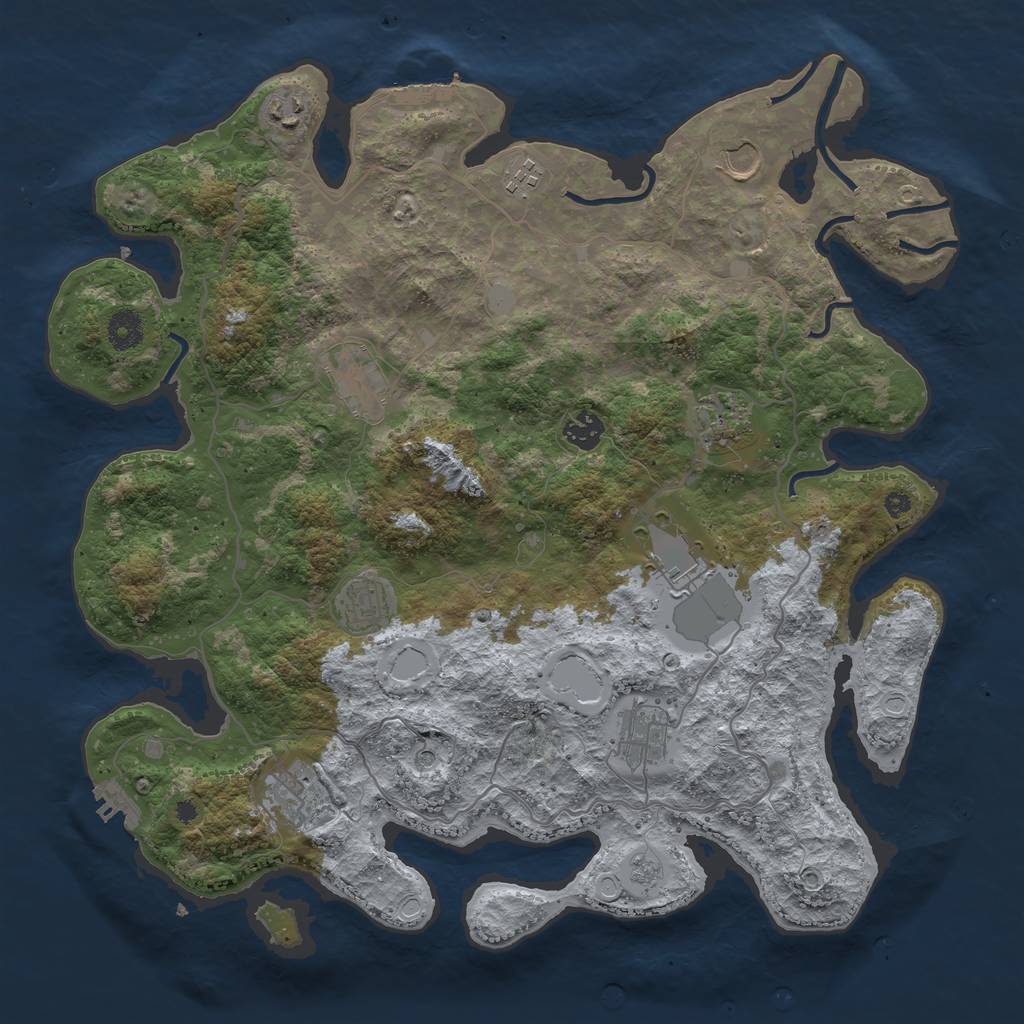 Rust Map: Procedural Map, Size: 4000, Seed: 1521178713, 19 Monuments