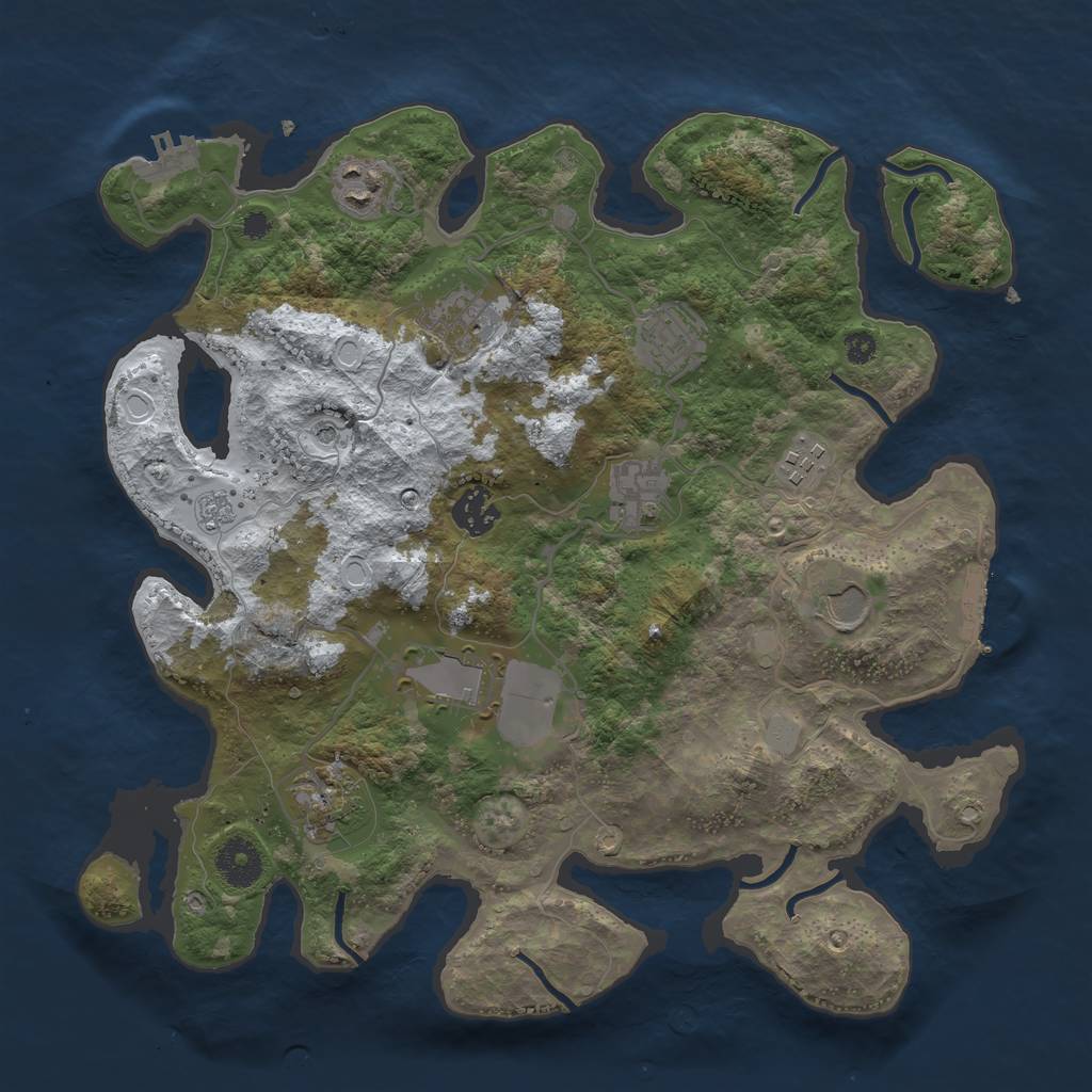 Rust Map: Procedural Map, Size: 3500, Seed: 1201373839, 18 Monuments