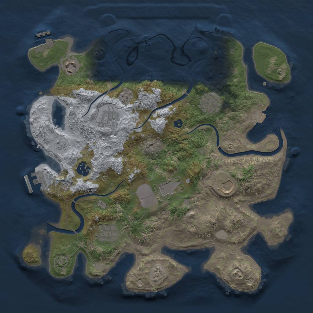 Rust Map: Procedural Map, Size: 3500, Seed: 1201373839, 14 Monuments