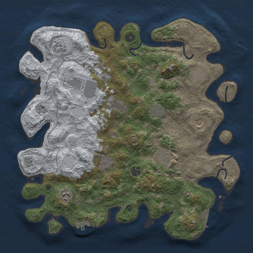 Rust Map: Procedural Map, Size: 4000, Seed: 2078858478, 20 Monuments