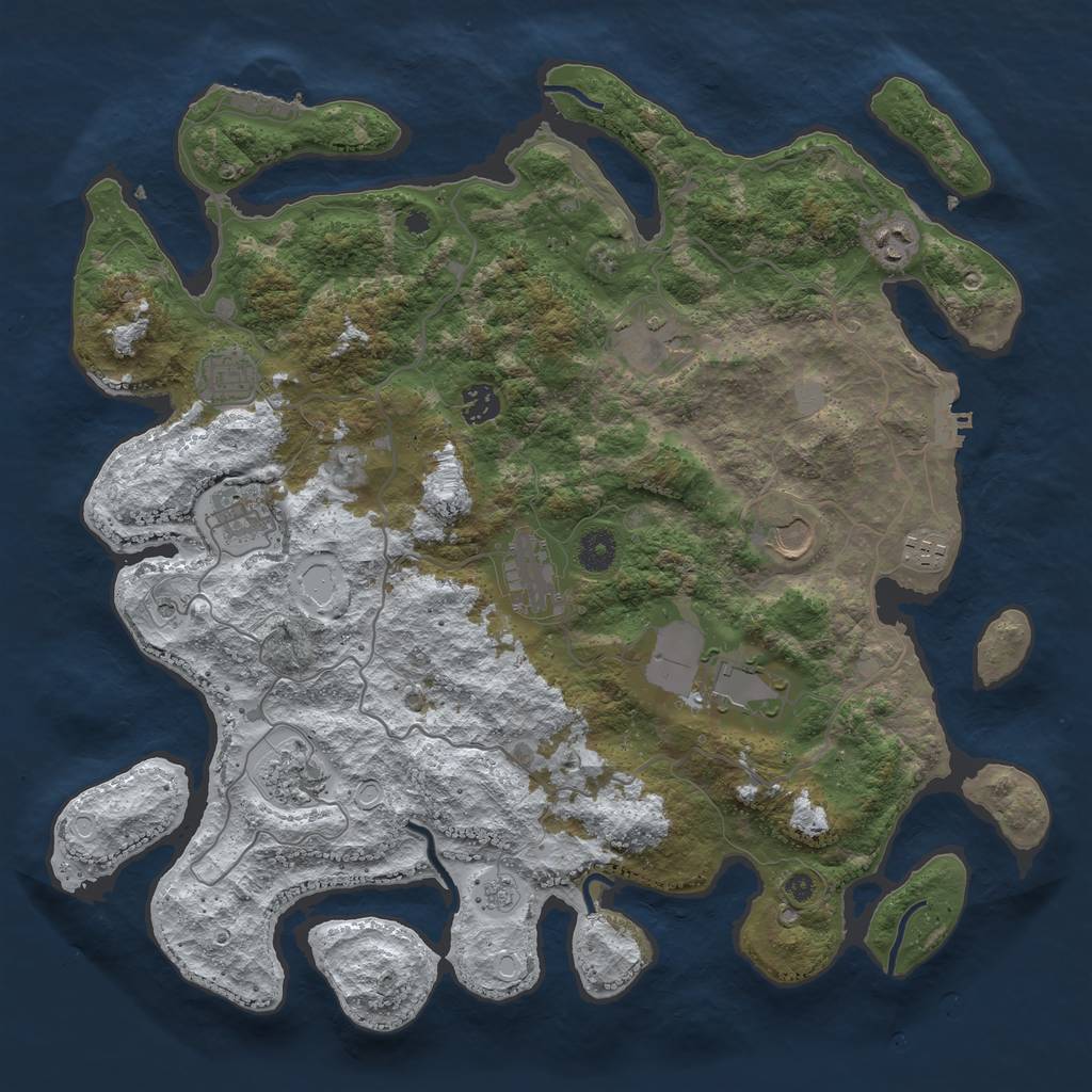 Rust Map: Procedural Map, Size: 4050, Seed: 1820339953, 19 Monuments