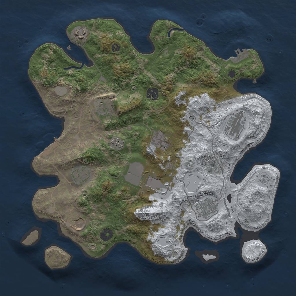 Rust Map: Procedural Map, Size: 3500, Seed: 1655132677, 19 Monuments