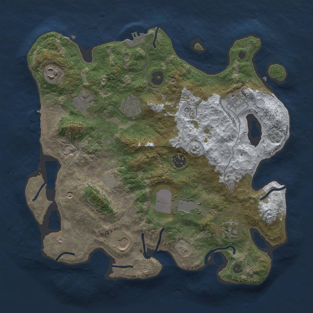Rust Map: Procedural Map, Size: 3500, Seed: 1884944407, 18 Monuments