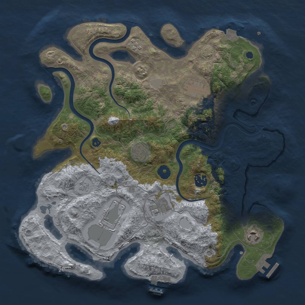 Rust Map: Procedural Map, Size: 3500, Seed: 693263430, 13 Monuments