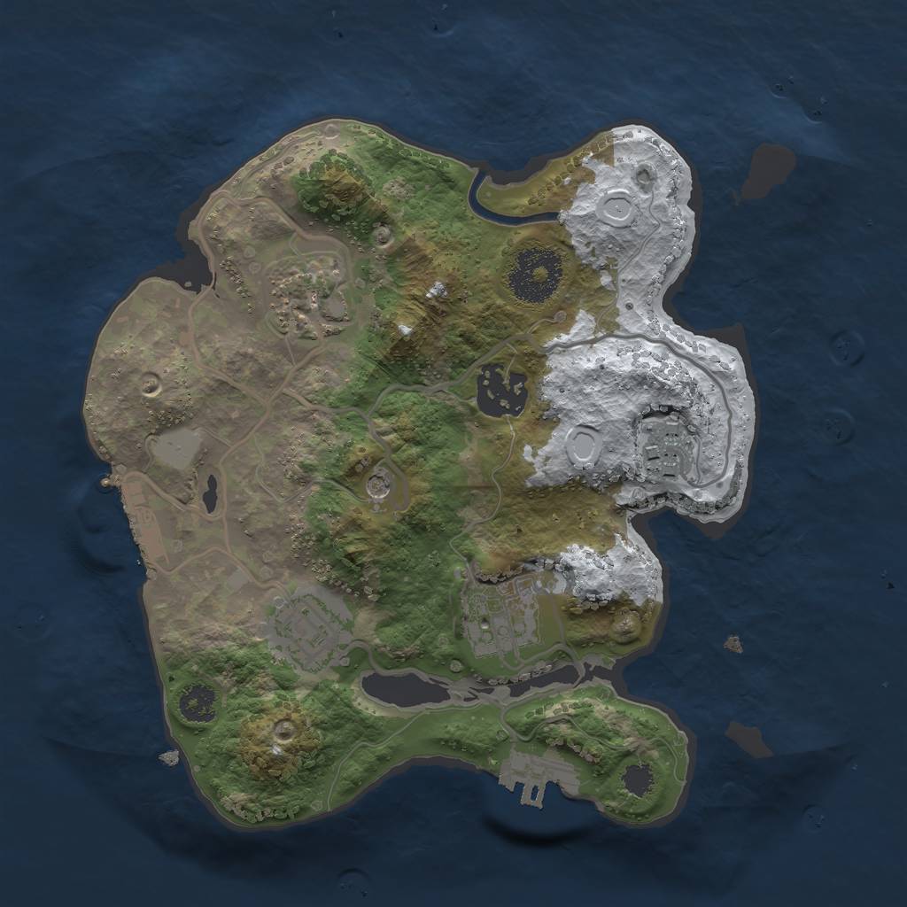 Rust Map: Procedural Map, Size: 2500, Seed: 1085735570, 13 Monuments