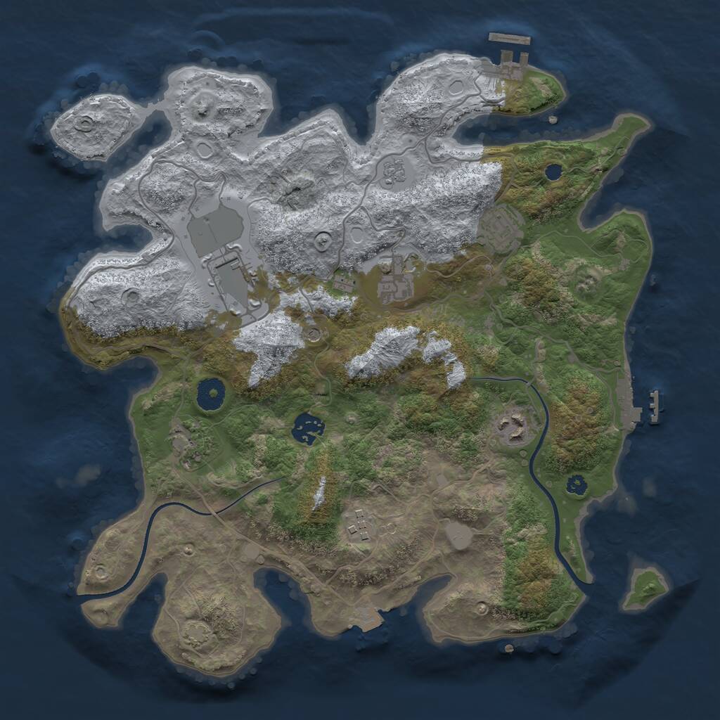 Rust Map: Procedural Map, Size: 3500, Seed: 1720203557, 13 Monuments