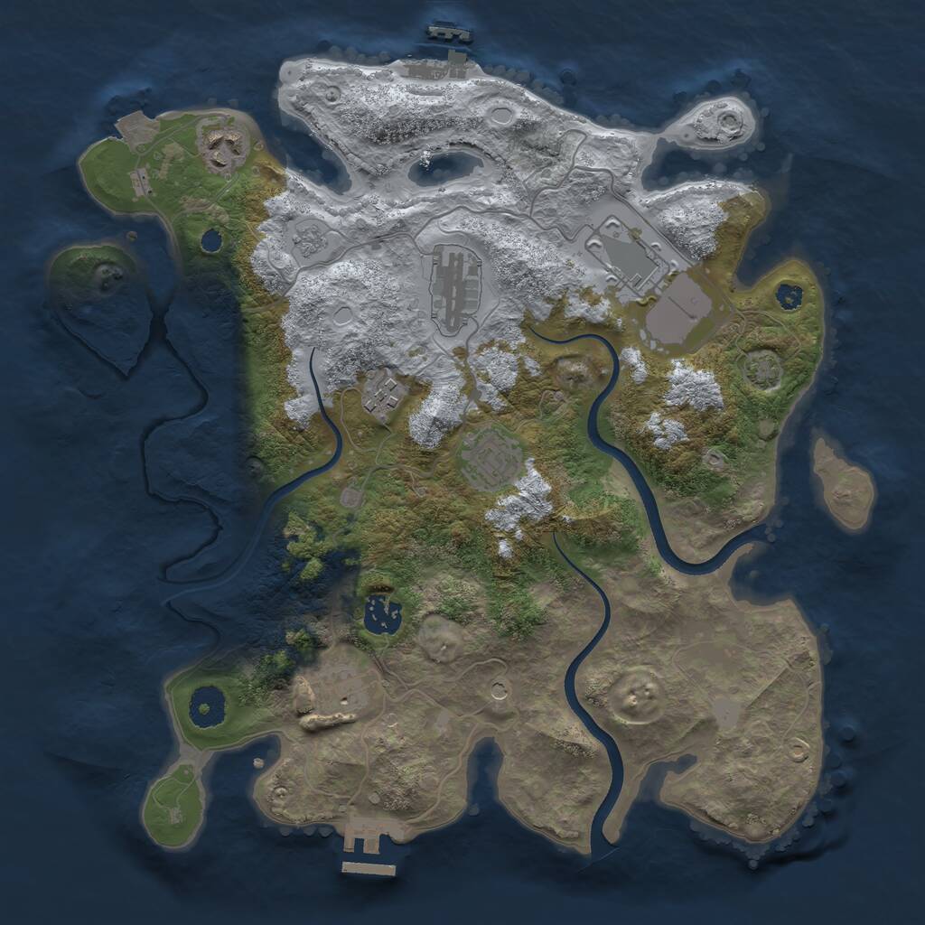 Rust Map: Procedural Map, Size: 3500, Seed: 6774, 13 Monuments