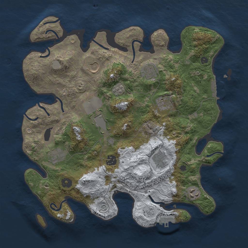 Rust Map: Procedural Map, Size: 3500, Seed: 58823, 18 Monuments