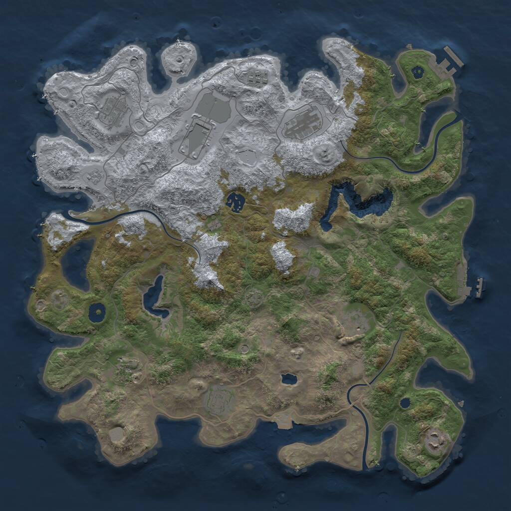 Rust Map: Procedural Map, Size: 4050, Seed: 1129946556, 15 Monuments