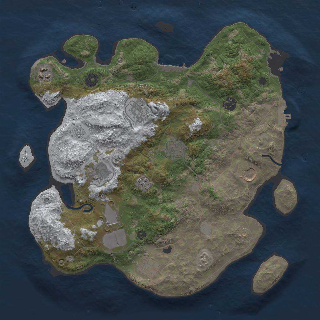 Rust Map: Procedural Map, Size: 3500, Seed: 23515, 17 Monuments